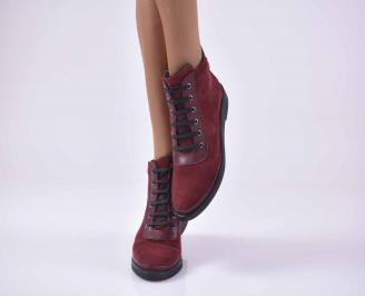 Дамски ежедневни боти  естествена кожа бордо  EOBUVKIBG