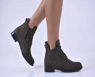 Дамски ежедневни боти  естествен набук зелени  EOBUVKIBG