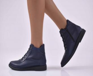 Дамски ежедневни боти естествена кожа сини  EOBUVKIBG