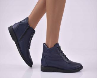 Дамски ежедневни боти естествена кожа сини  EOBUVKIBG