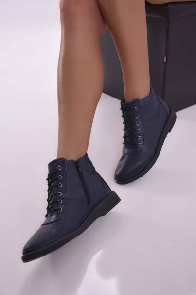 Дамски ежедневни боти естествена кожа сини  EOBUVKIBG