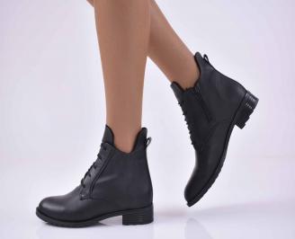 Дамски ежедневни боти естествена кожа черни  EOBUVKIBG