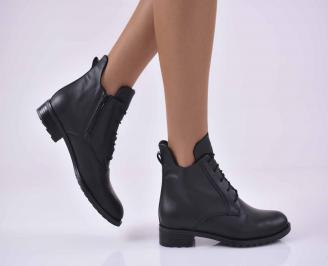 Дамски ежедневни боти естествена кожа черни  EOBUVKIBG