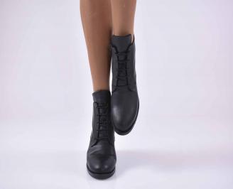 Дамски ежедневни боти естествена кожа черни  EOBUVKIBG