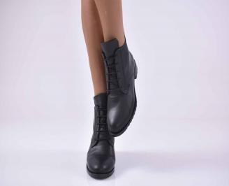 Дамски ежедневни боти естествена кожа черни  EOBUVKIBG