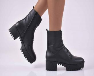 Дамски ежедневни  боти  естествена кожа черни  EOBUVKIBG