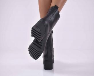 Дамски ежедневни  боти  естествена кожа черни  EOBUVKIBG