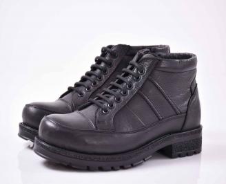 Мъжки боти естествена кожа черни EOBUVKIBG