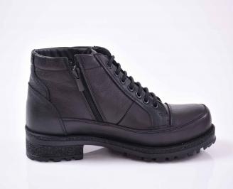 Мъжки боти естествена кожа черни EOBUVKIBG