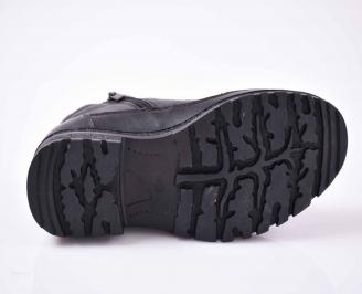 Мъжки боти естествена кожа черни EOBUVKIBG