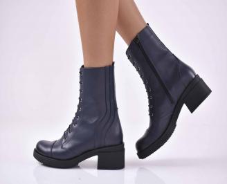 Дамски ежедневни  боти  естествена кожа сини  EOBUVKIBG