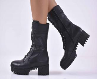 Дамски ежедневни боти естествена кожа черни EOBUVKIBG
