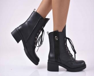 Дамски ежедневни  боти  естествена кожа черни  EOBUVKIBG