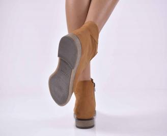 Дамски ежедневни боти естествена кожа кафяви EOBUVKIBG