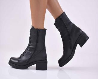 Дамски ежедневни боти естествена кожа черни EOBUVKIBG