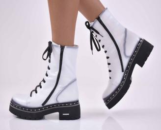 Дамски ежедневни боти естествена кожа бели EOBUVKIBG