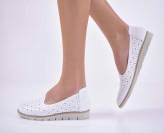 Дамски обувки равни естествена кожа бели EOBUVKIBG