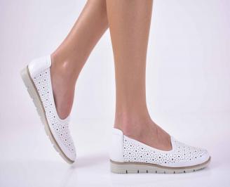 Дамски обувки равни естествена кожа бели EOBUVKIBG