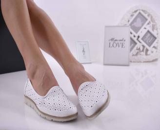 Дамски обувки равни естествена кожа бели EOBUVKIBG