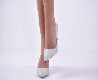 Дамски елегантни обувки сребристи  EOBUVKIBG
