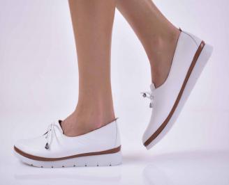 Дамски равни обувки  естествена кожа бели EOBUVKIBG