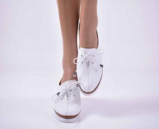 Дамски равни обувки  естествена кожа бели EOBUVKIBG