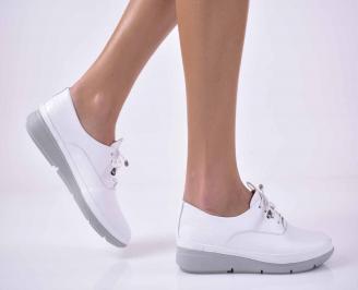 Дамски равни обувки естествена кожа бели EOBUVKIBG