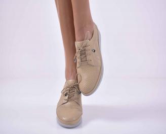 Дамски равни обувки естествена кожа бежови EOBUVKIBG