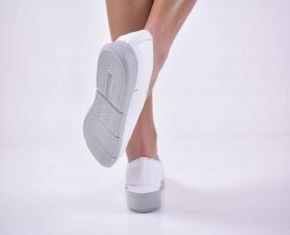 Дамски равни обувки естествена кожа бели EOBUVKIBG