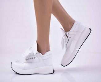 Дамски сникърси естествена кожа бели EOBUVKIBG