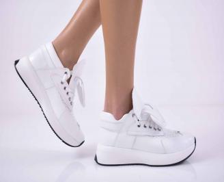 Дамски сникърси естествена кожа бели EOBUVKIBG