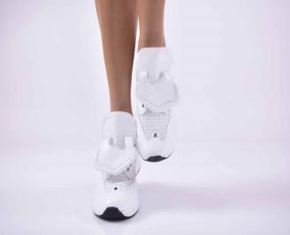Дамски сникърси естествена кожа бели EOBUVKIBG