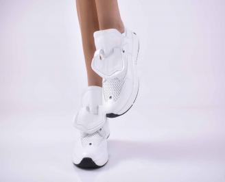 Дамски сникърси естествена кожа бели EOBUVKIBG