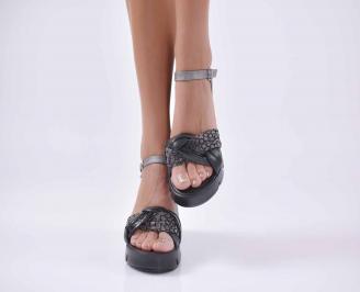 Дамски сандали на платформа черни EOBUVKIBG