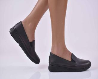Дамски равни обувки естествена кожа черни EOBUVKIBG
