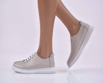 Дамски равни обувки естествена кожа бежoви EOBUVKIBG