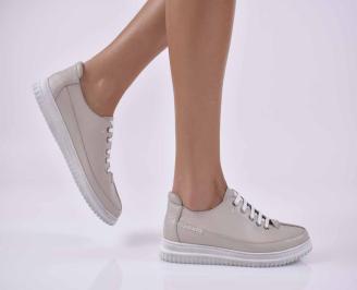 Дамски равни обувки естествена кожа бежoви EOBUVKIBG