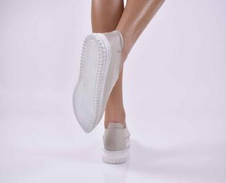 Дамски равни обувки естествена кожа бежoви EOBUVKIBG