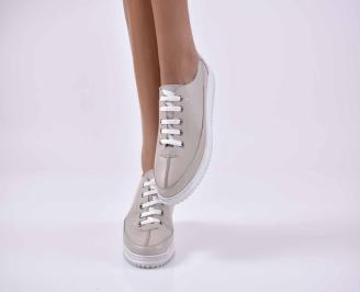 Дамски равни обувки естествена кожа бежoви EOBUVKIBG