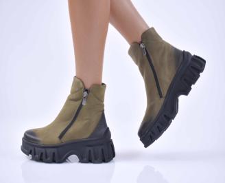 Дамски ежедневни боти  естествен набук зелени  EOBUVKIBG