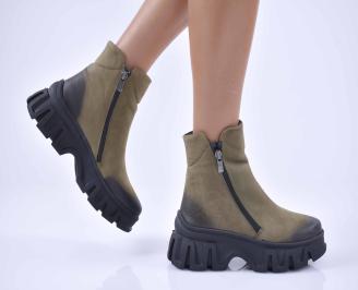 Дамски ежедневни боти  естествен набук зелени  EOBUVKIBG