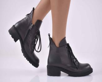 Дамски боти естествена кожа черни EOBUVKIBG