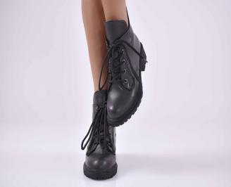 Дамски боти естествена кожа черни EOBUVKIBG