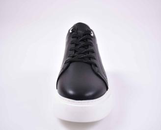 Мъжки спортни обувки естествена кожа черни EOBUVKIBG