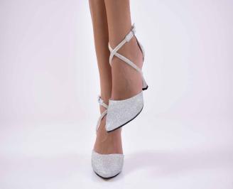 Дамски елегантни сандали сребристи  EOBUVKIBG