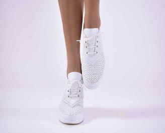 Дамски сникърси естествена кожа  бели EOBUVKIBG