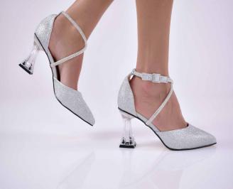 Дамски елегантни сандали сребристи EOBUVKIBG