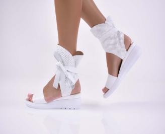 Дамски равни сандали естествена кожа  с ортопедична стелка естествен х