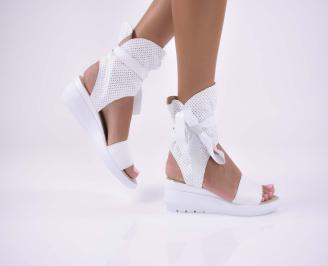 Дамски равни сандали естествена кожа  с ортопедична стелка естествен х