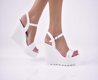 Дамски сандали естественна кожа  бели EOBUVKIBG